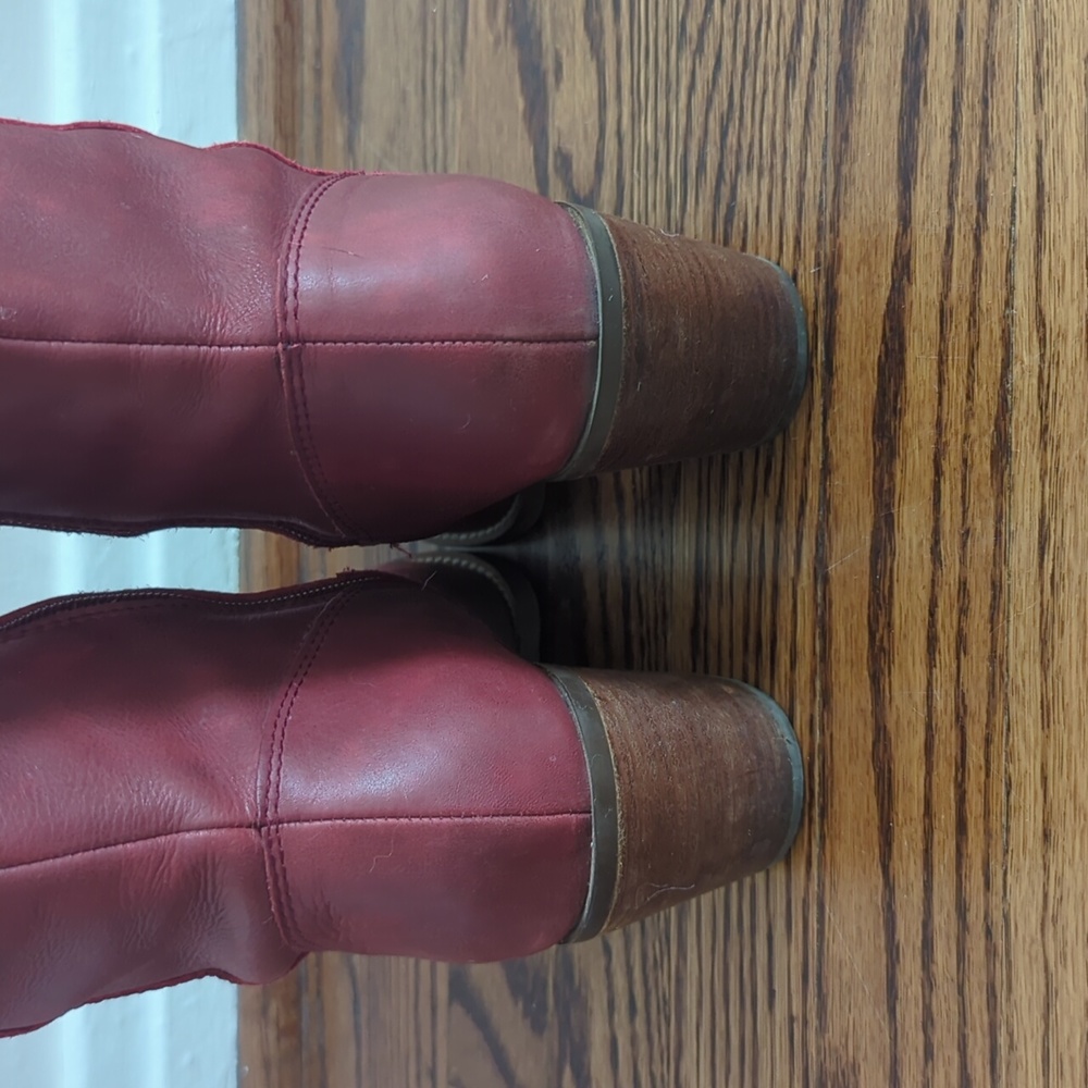 Seychelles Tall Red Leather Heeled Boots - Picture 10 of 10